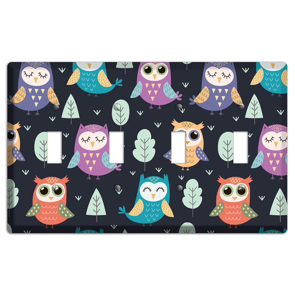 Dreamy Owls (Navy) 4 Toggle Wallplate