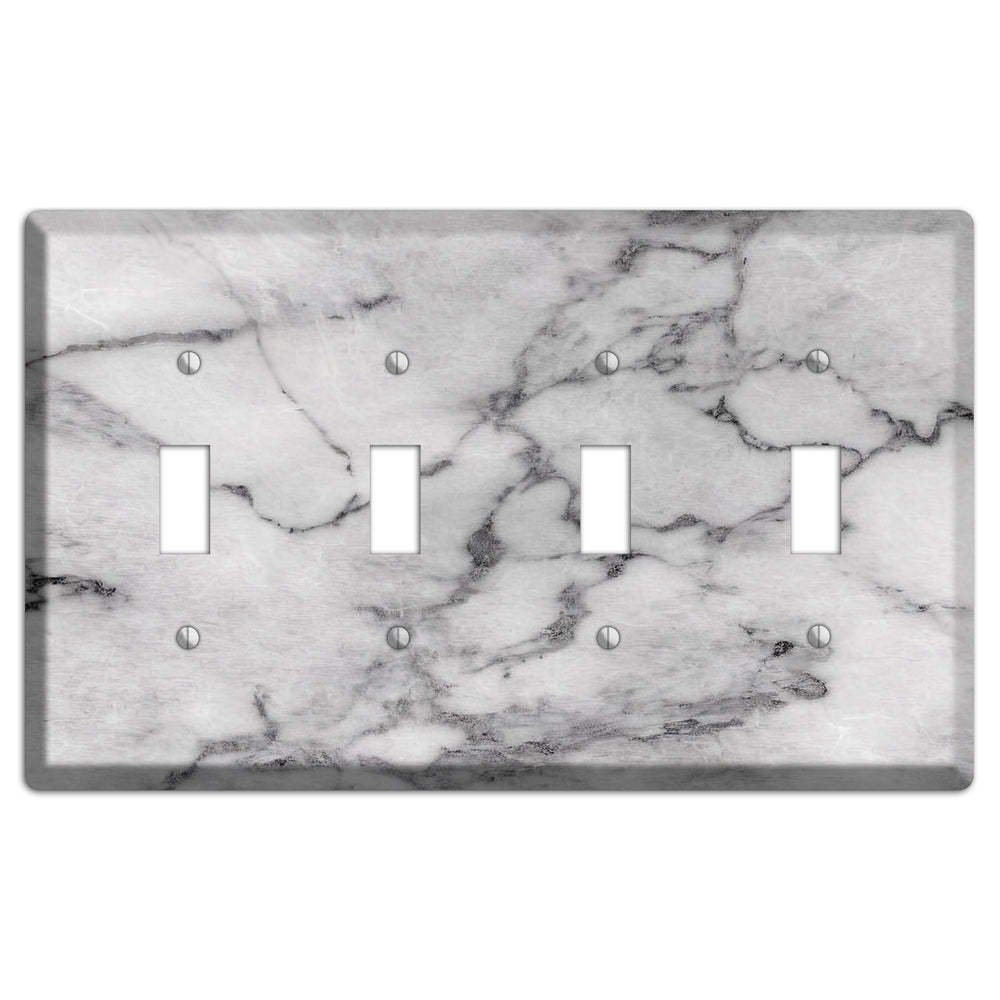 Gray and White Marble 4 Toggle Wallplate