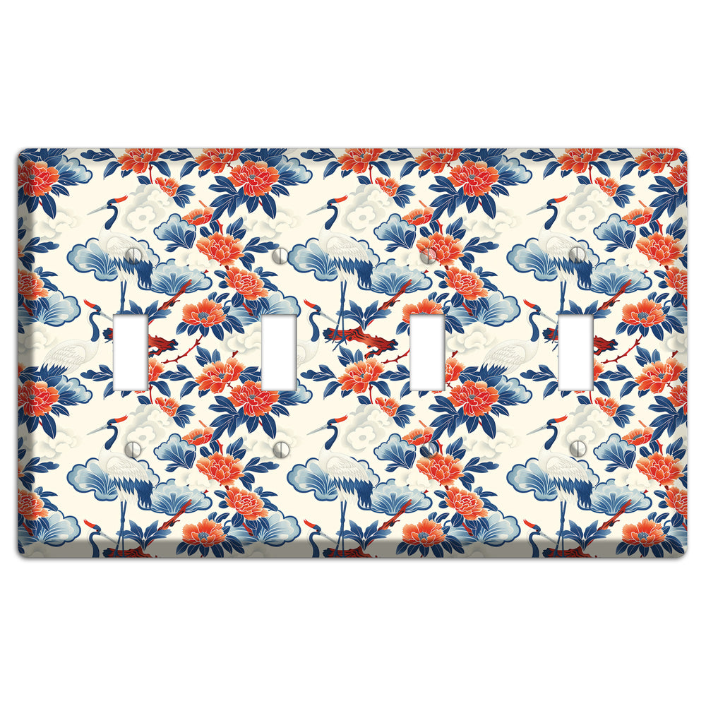 Peony & Crane Fete 4 Toggle Wallplate