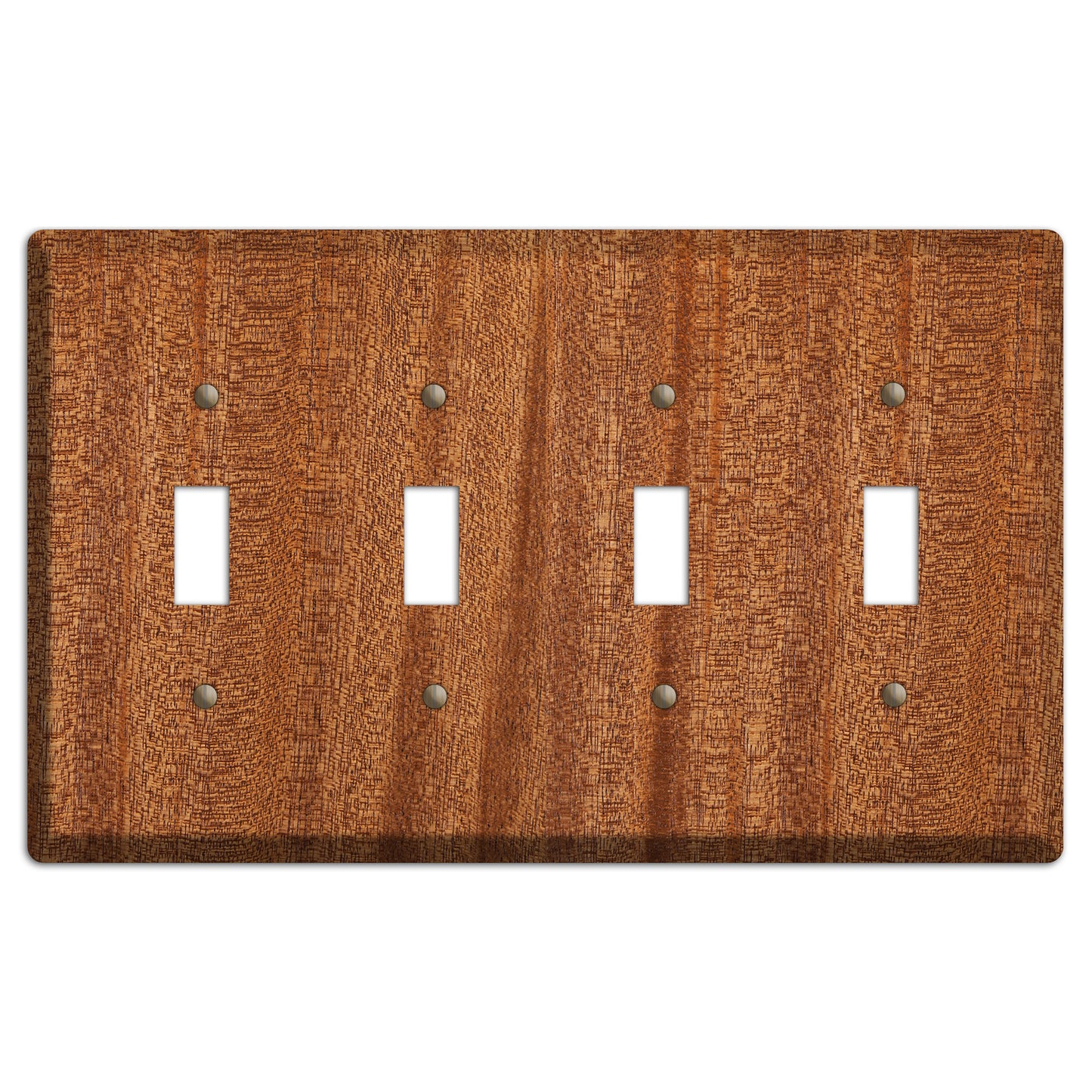 Mahogany Wood Four Toggle Switchplate