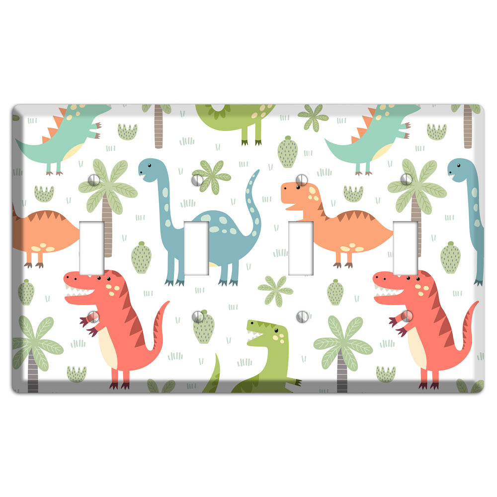 Jurassic Pals (Pastel) 4 Toggle Wallplate