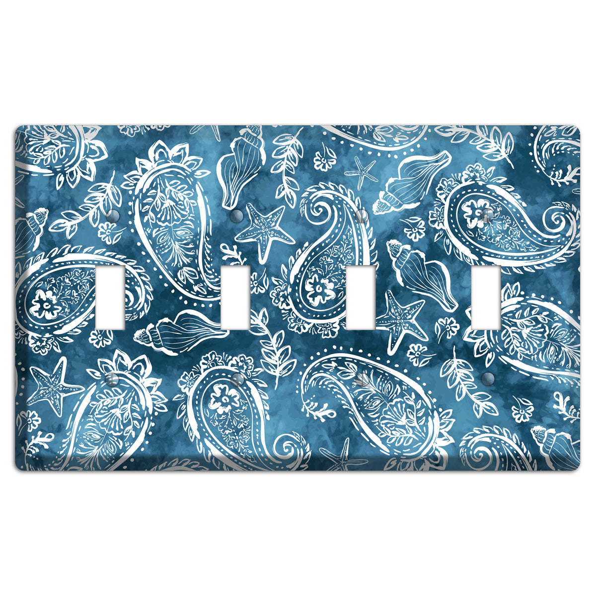 Indigo Tide Paisley 4 Toggle Wallplate