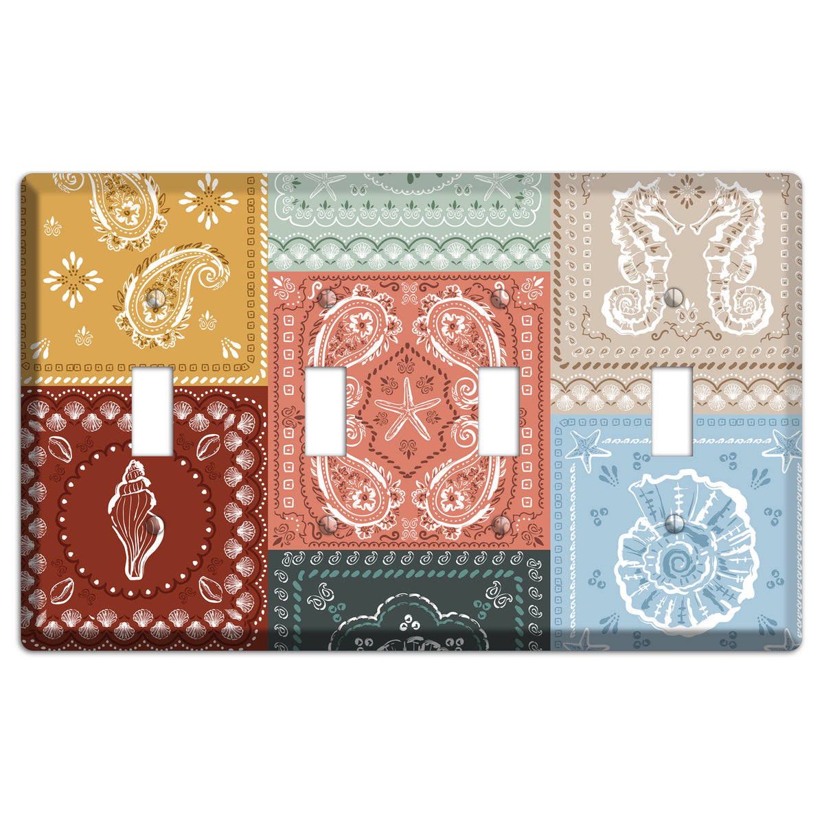 Patchwork Shore Reverie 4 Toggle Wallplate
