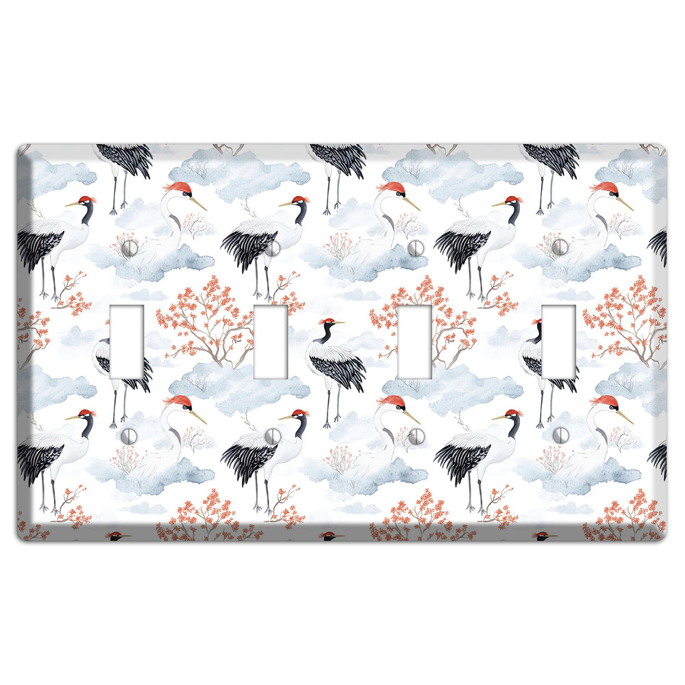 Crimson Crown Cranes 4 Toggle Wallplate