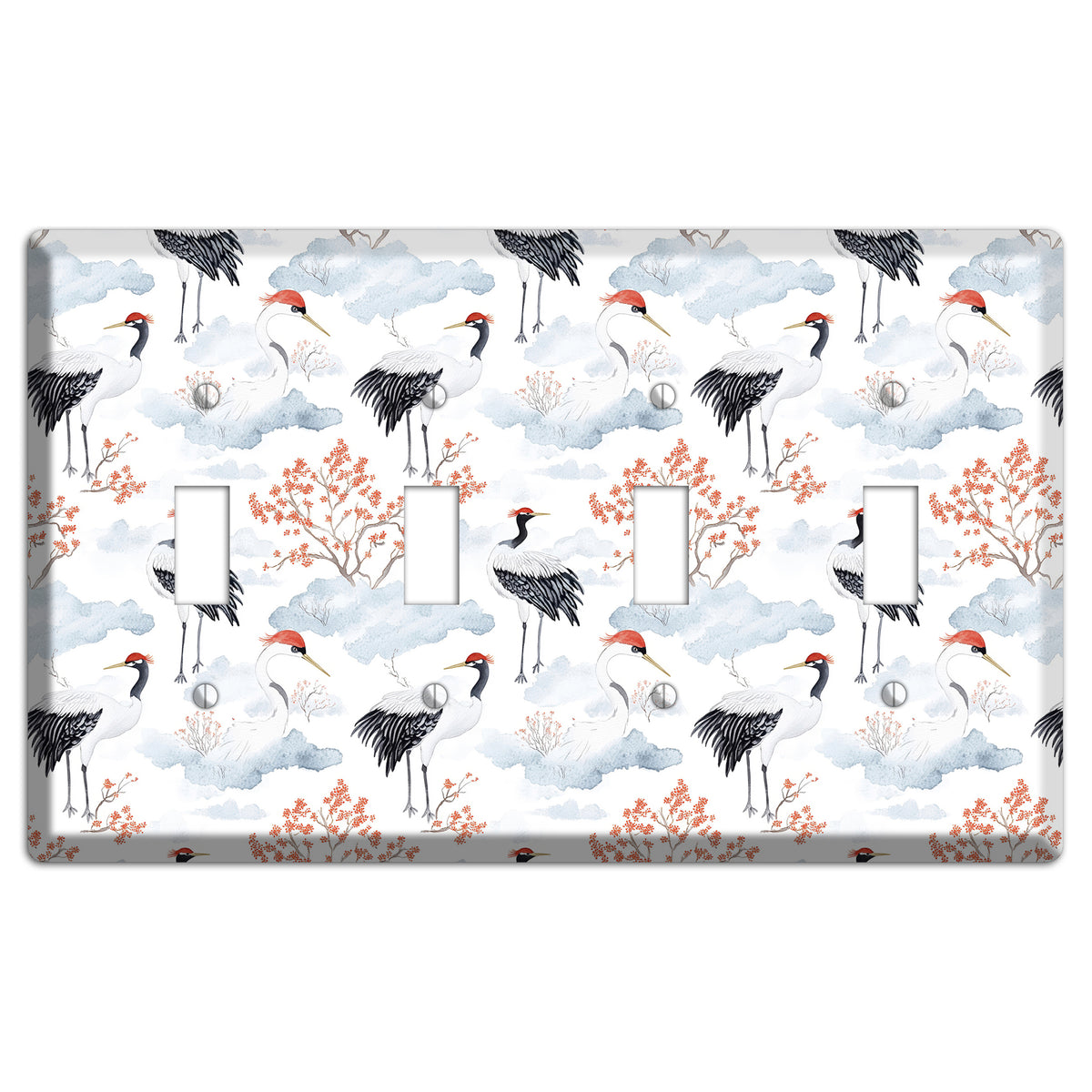 Crimson Crown Cranes 4 Toggle Wallplate
