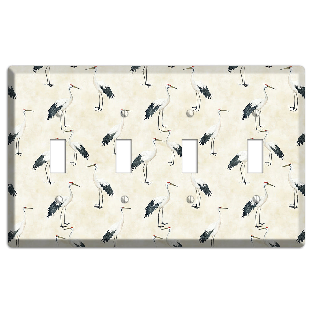 Pearl Crane Garden 4 Toggle Wallplate