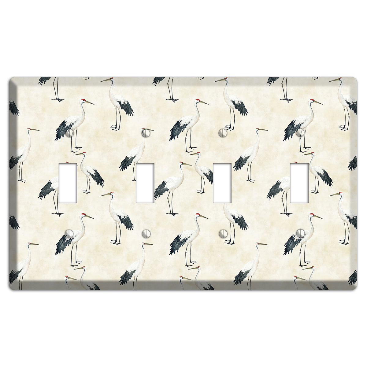 Pearl Crane Garden 4 Toggle Wallplate