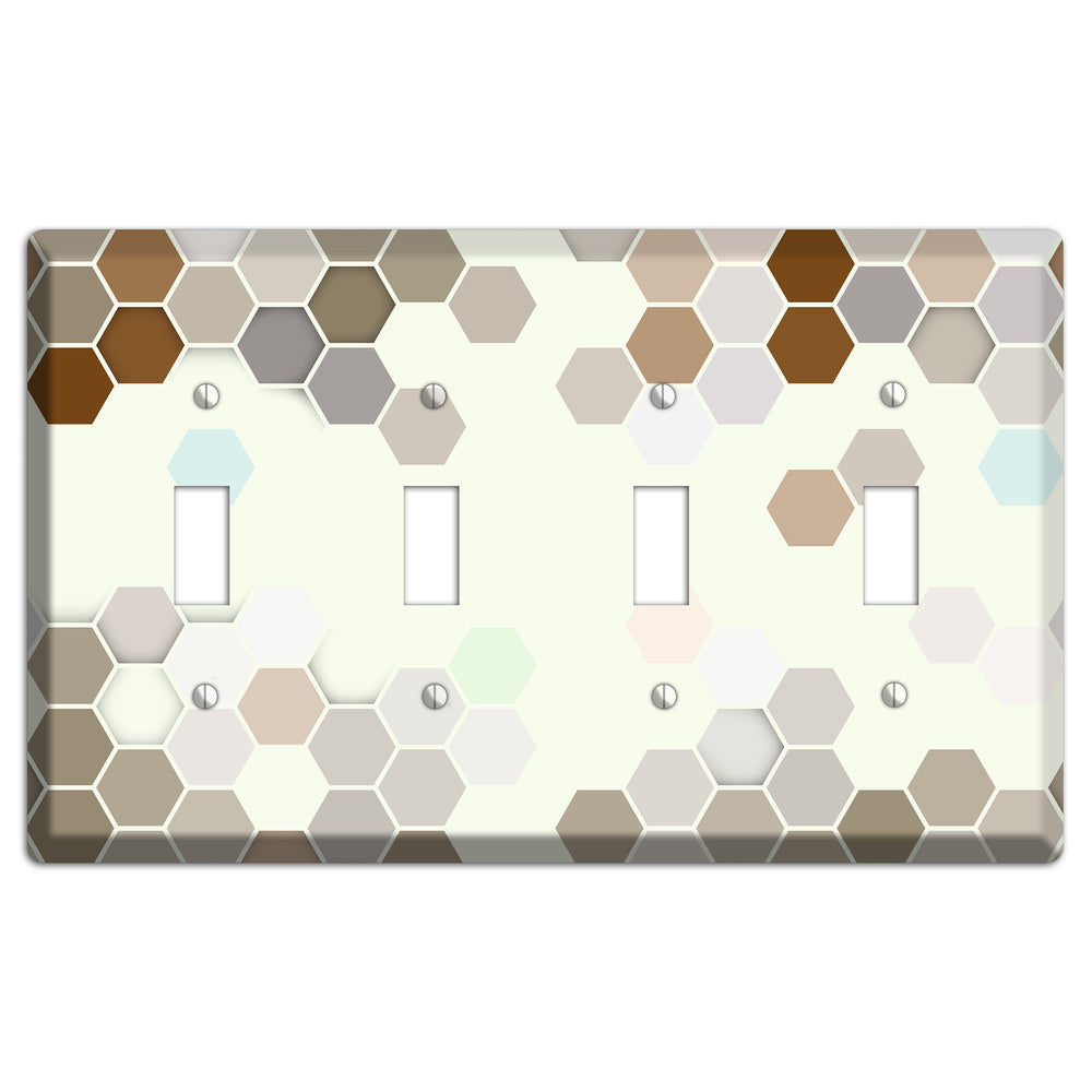 Earth-Toned Honeycomb Mosaic 4 Toggle Wallplate