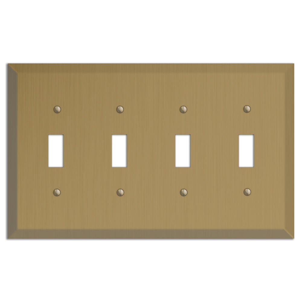 Tower Gold Hand Rubbed Four Toggle Switchplate
