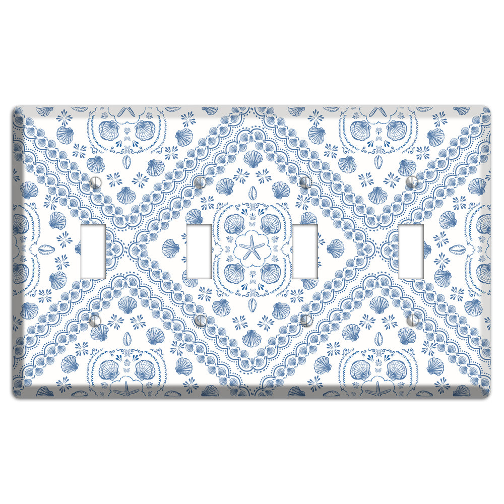 Azure Shell Damask 4 Toggle Wallplate