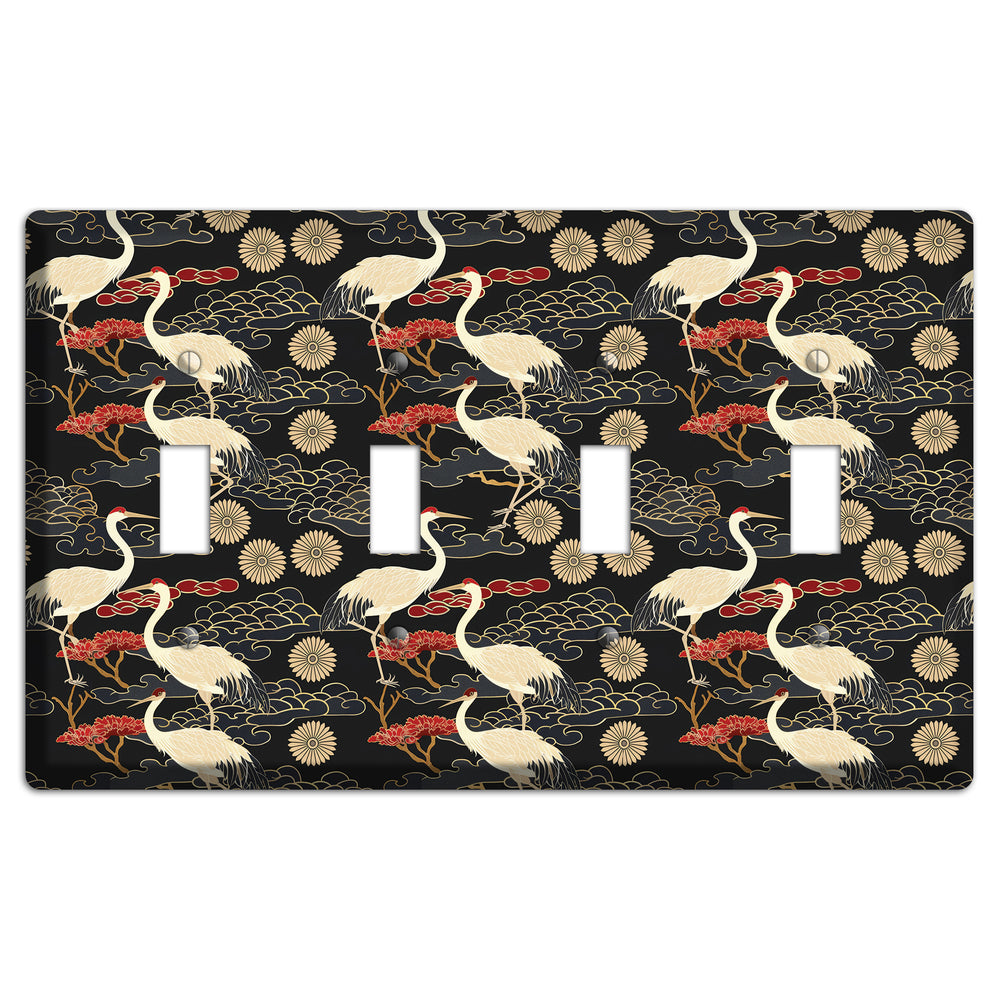 Obsidian Crane Procession 4 Toggle Wallplate