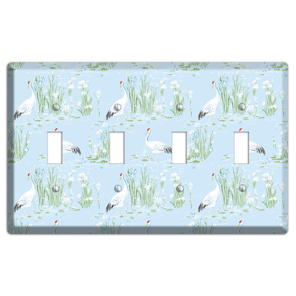 Azure Crane Sanctuary 4 Toggle Wallplate