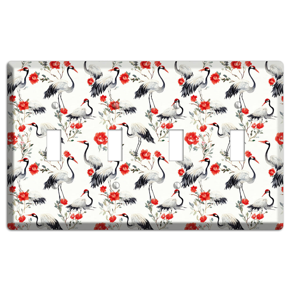 Scarlet Plume Garden 4 Toggle Wallplate