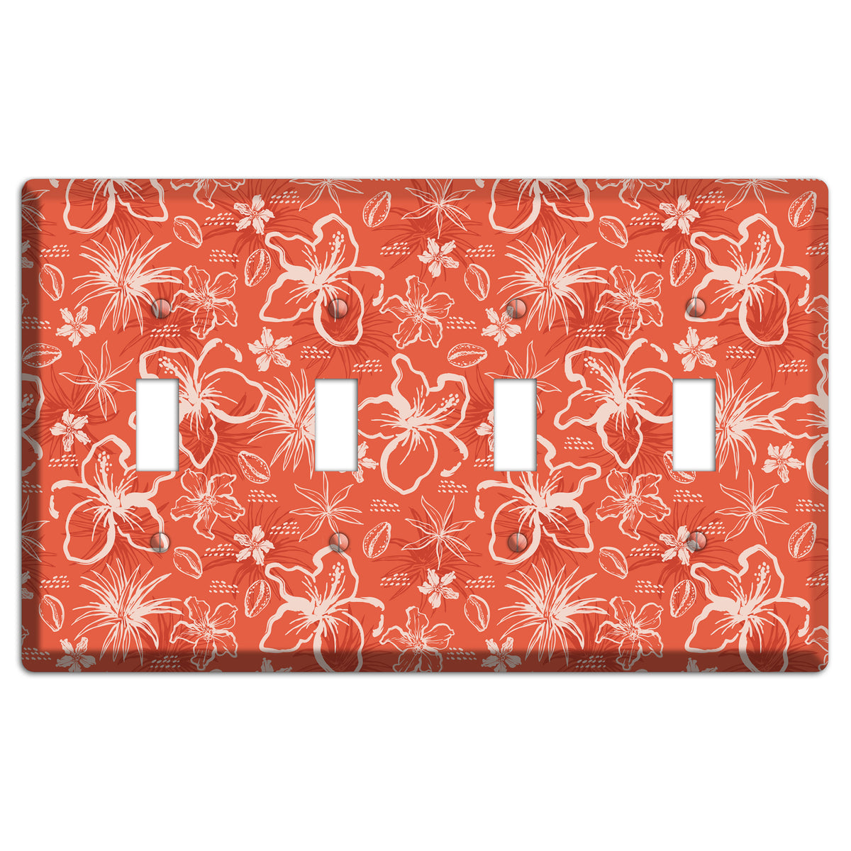 Coral Hibiscus Reverie 4 Toggle Wallplate