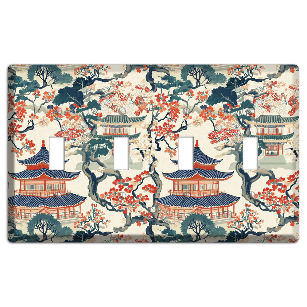Blossom & Pagoda 4 Toggle Wallplate