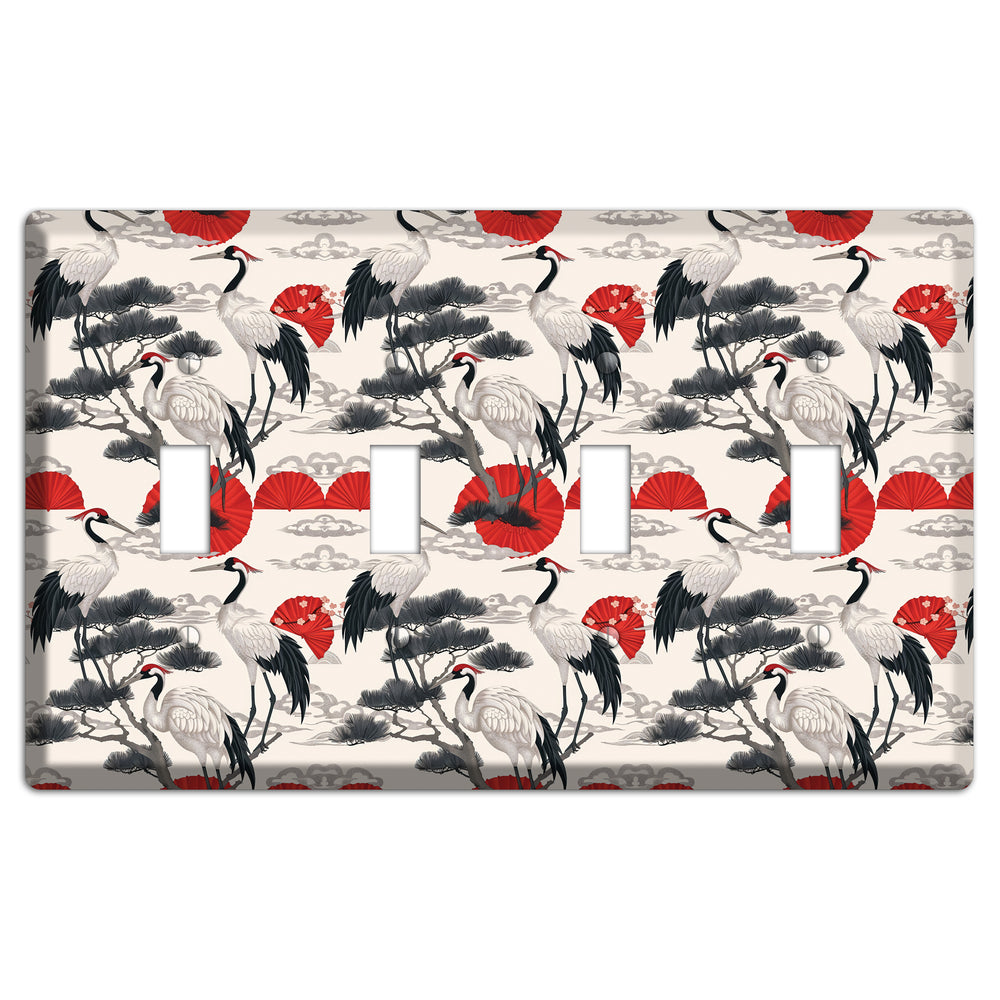Crimson Fan & Pine 4 Toggle Wallplate