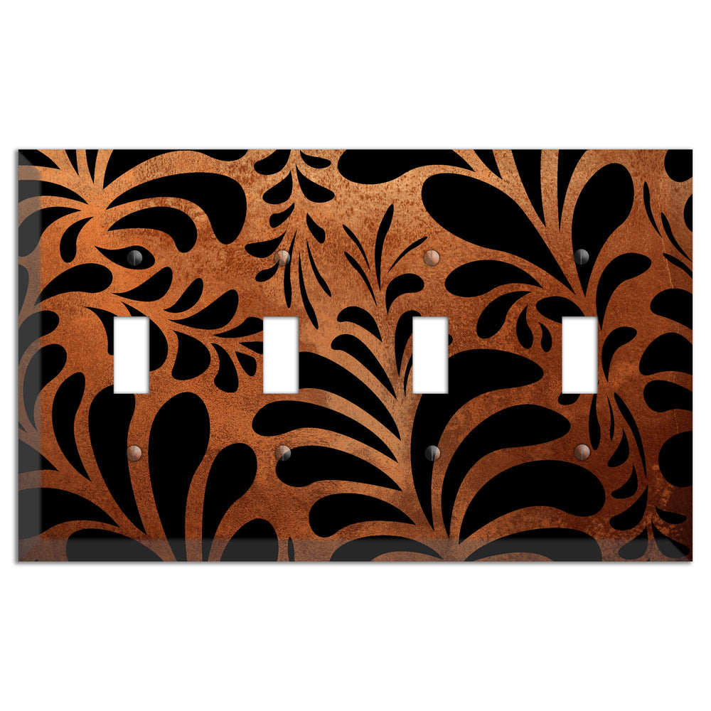 Antique Copper Palm Noir 4 Toggle Wallplate