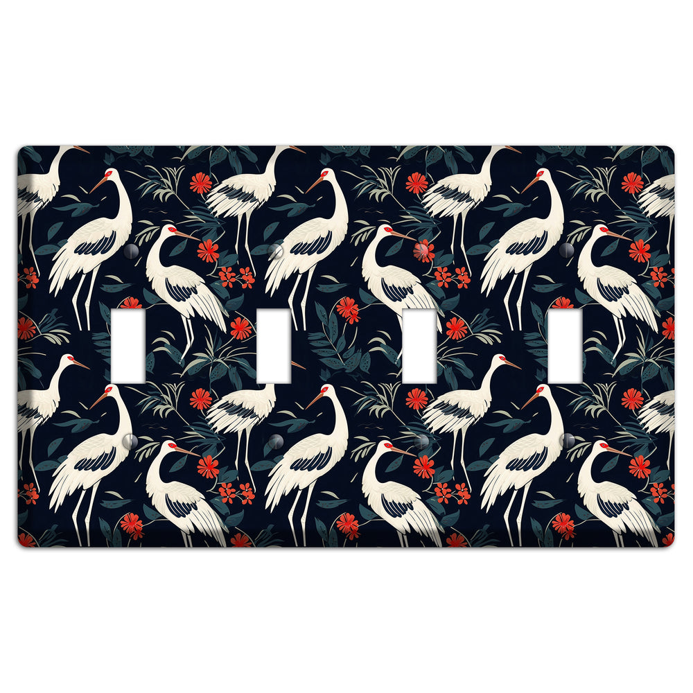 Midnight Plume Garden 4 Toggle Wallplate