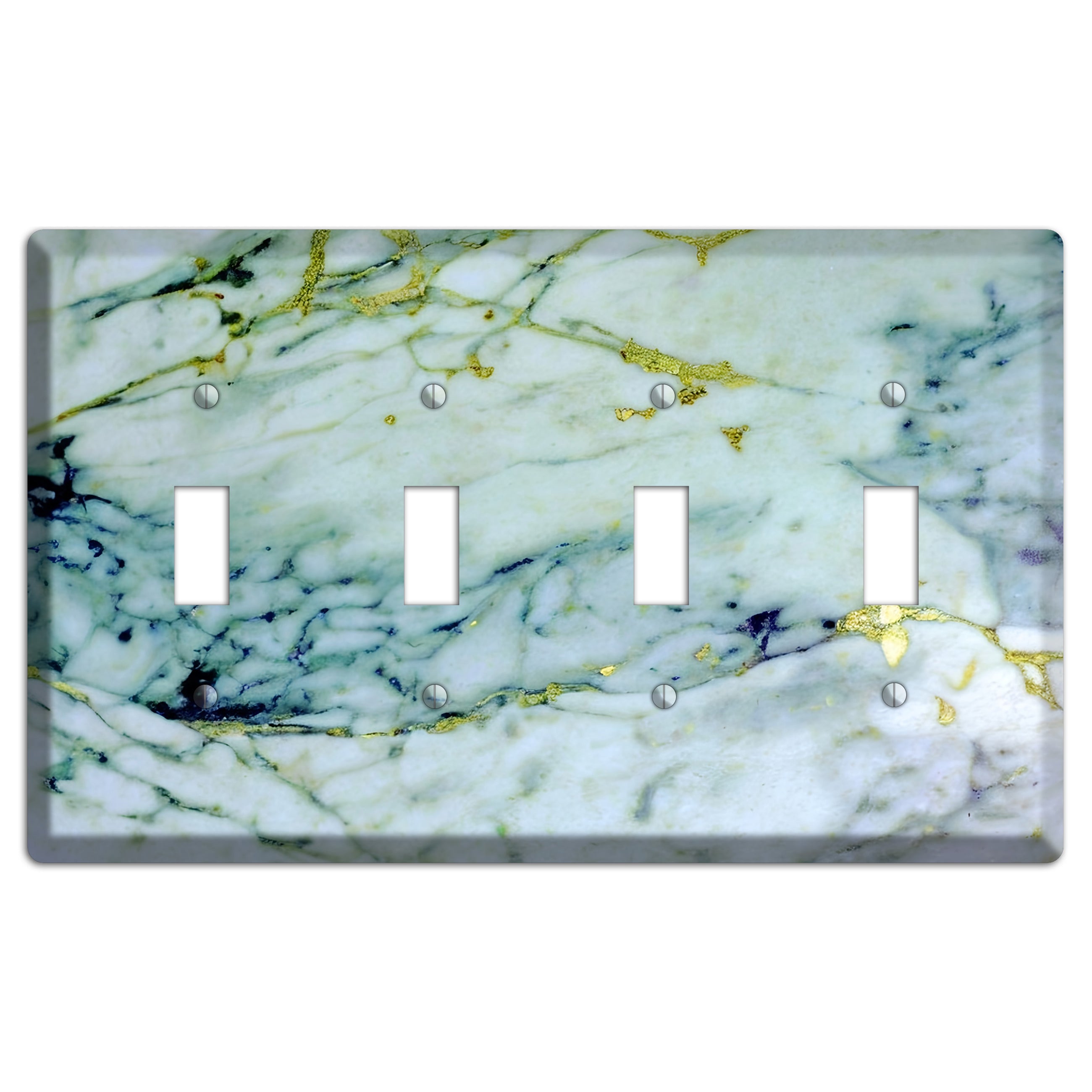 White, Green and Blue Marble 4 Toggle Wallplate