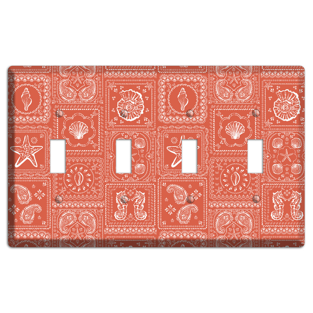 Terracotta Shell Patchwork 4 Toggle Wallplate