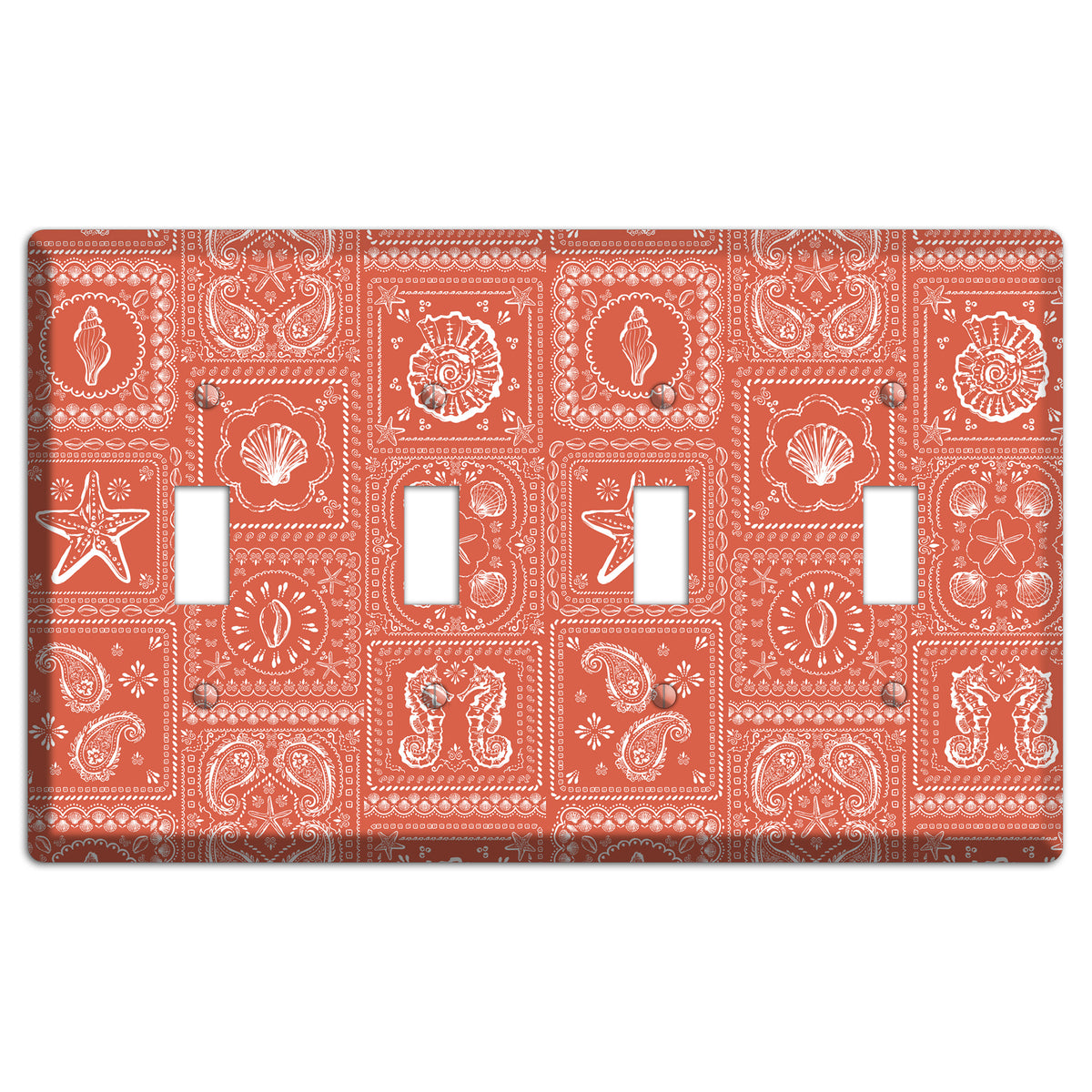 Terracotta Shell Patchwork 4 Toggle Wallplate