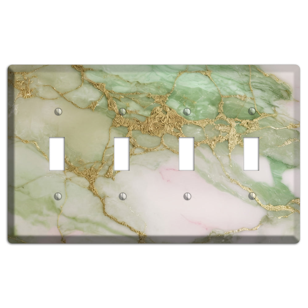 Swamp Green Marble 4 Toggle Wallplate