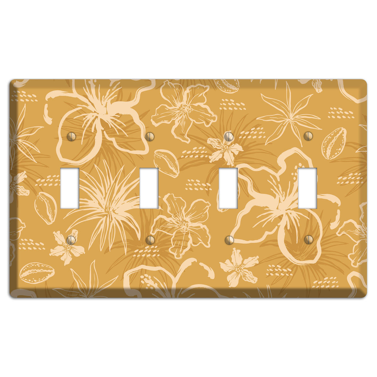 Golden Hibiscus Drift 4 Toggle Wallplate