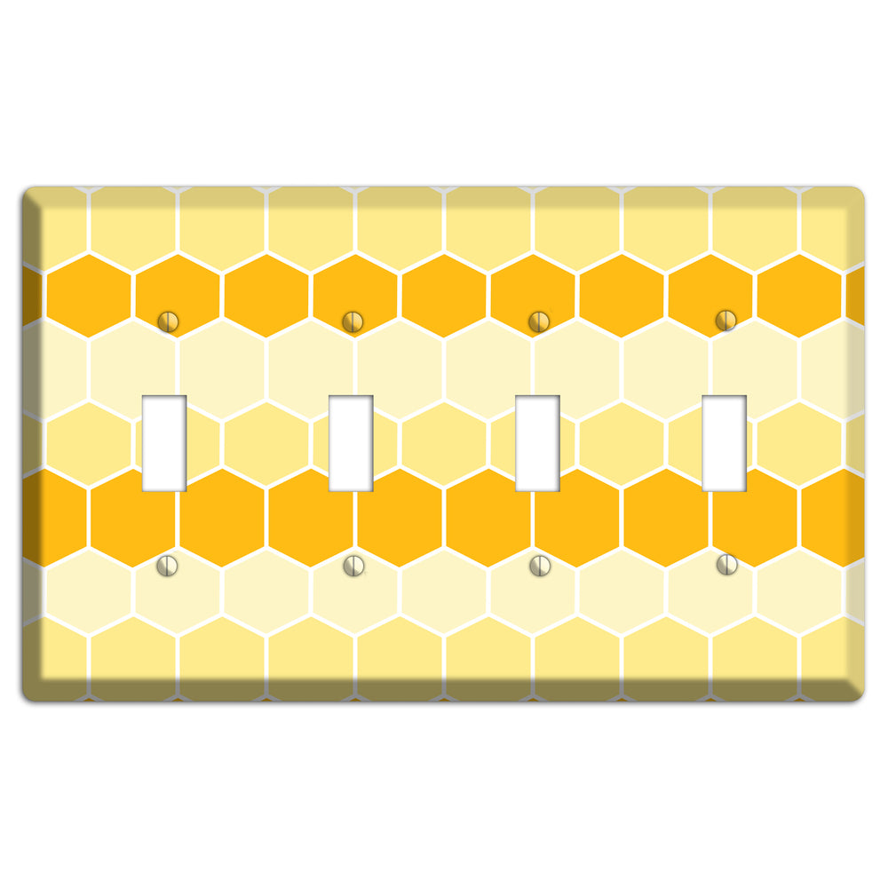 Golden Hollow Grid 4 Toggle Wallplate