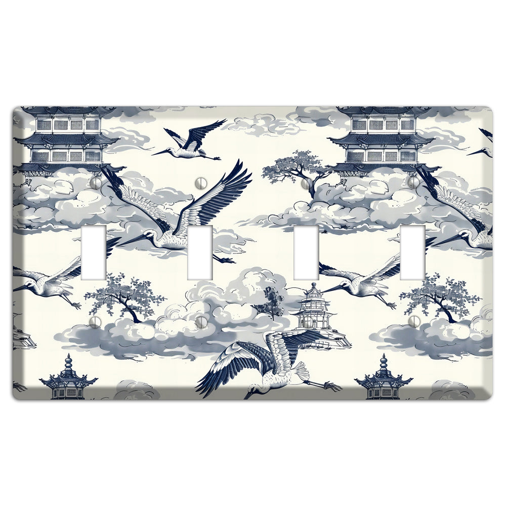 Crane Sky Toile 4 Toggle Wallplate