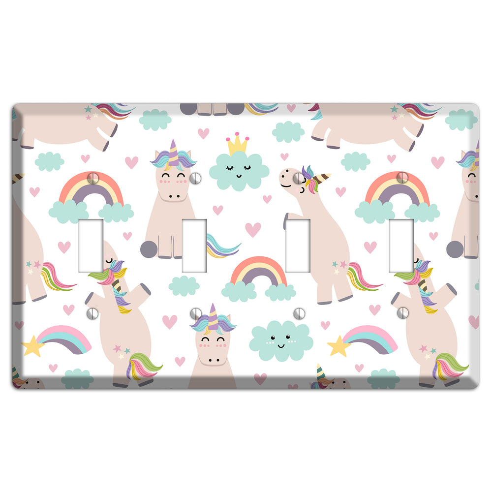 Rainbow Cloud Herd 4 Toggle Wallplate