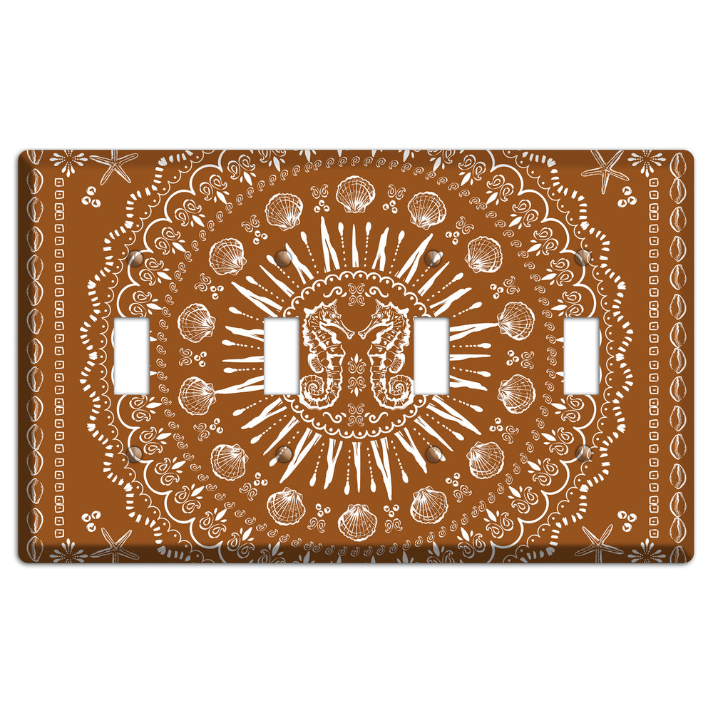 Russet Seahorse Mandala 4 Toggle Wallplate