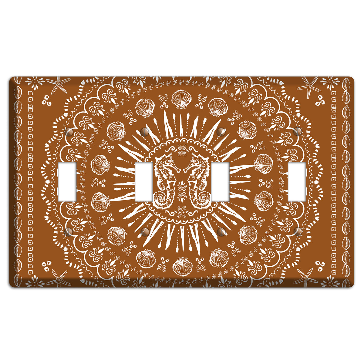 Russet Seahorse Mandala 4 Toggle Wallplate