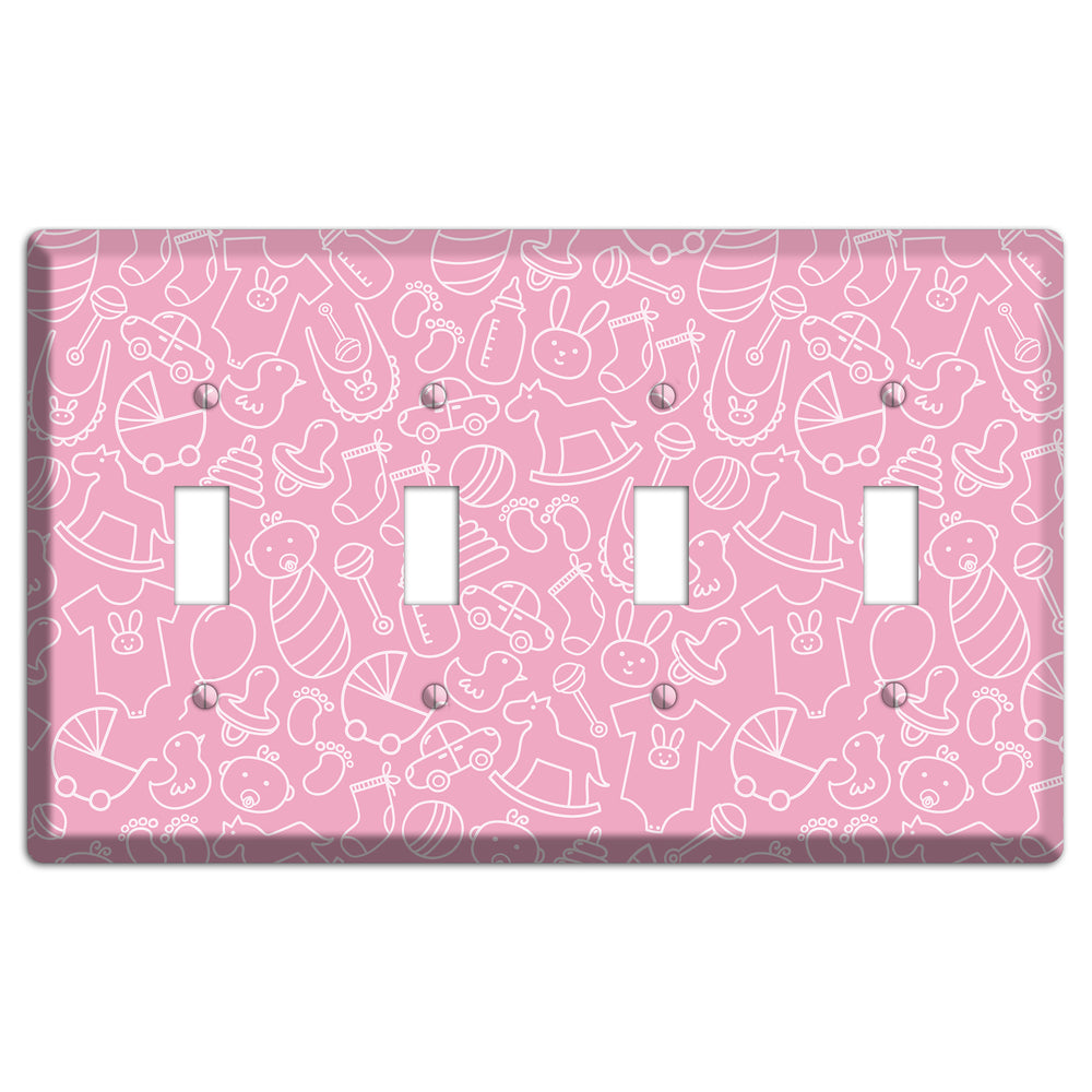 Line Art Baby Pink 4 Toggle Wallplate