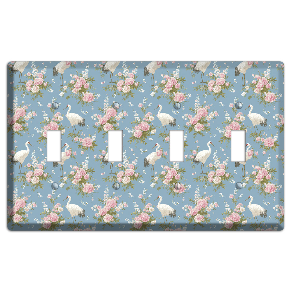 Dusty Blue Peony Flight 4 Toggle Wallplate