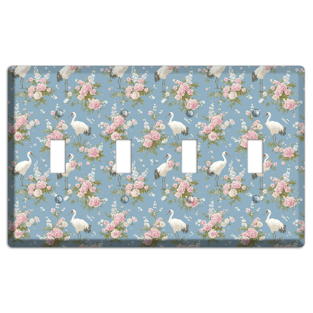 Dusty Blue Peony Flight 4 Toggle Wallplate