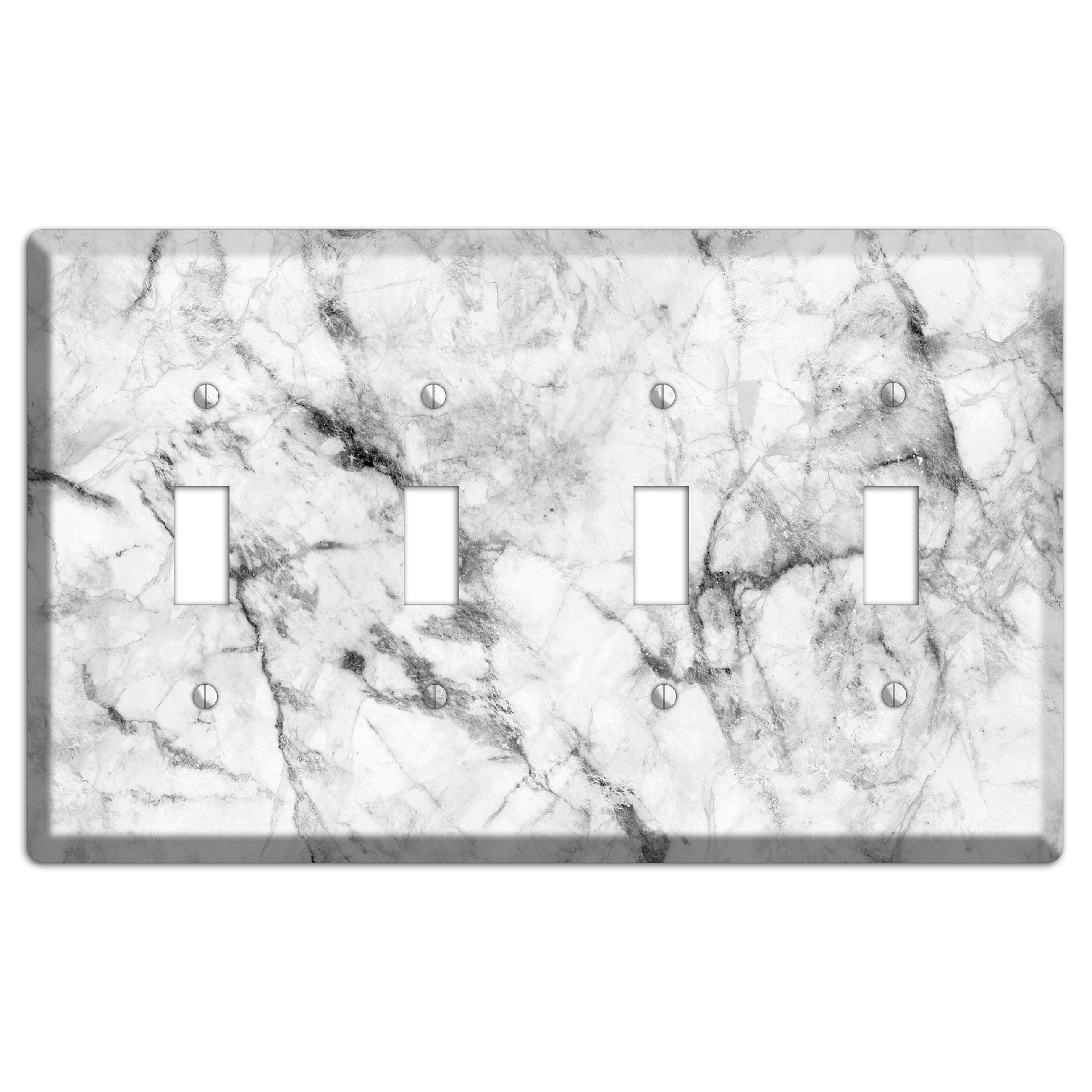 White and Gray Marble 4 Toggle Wallplate