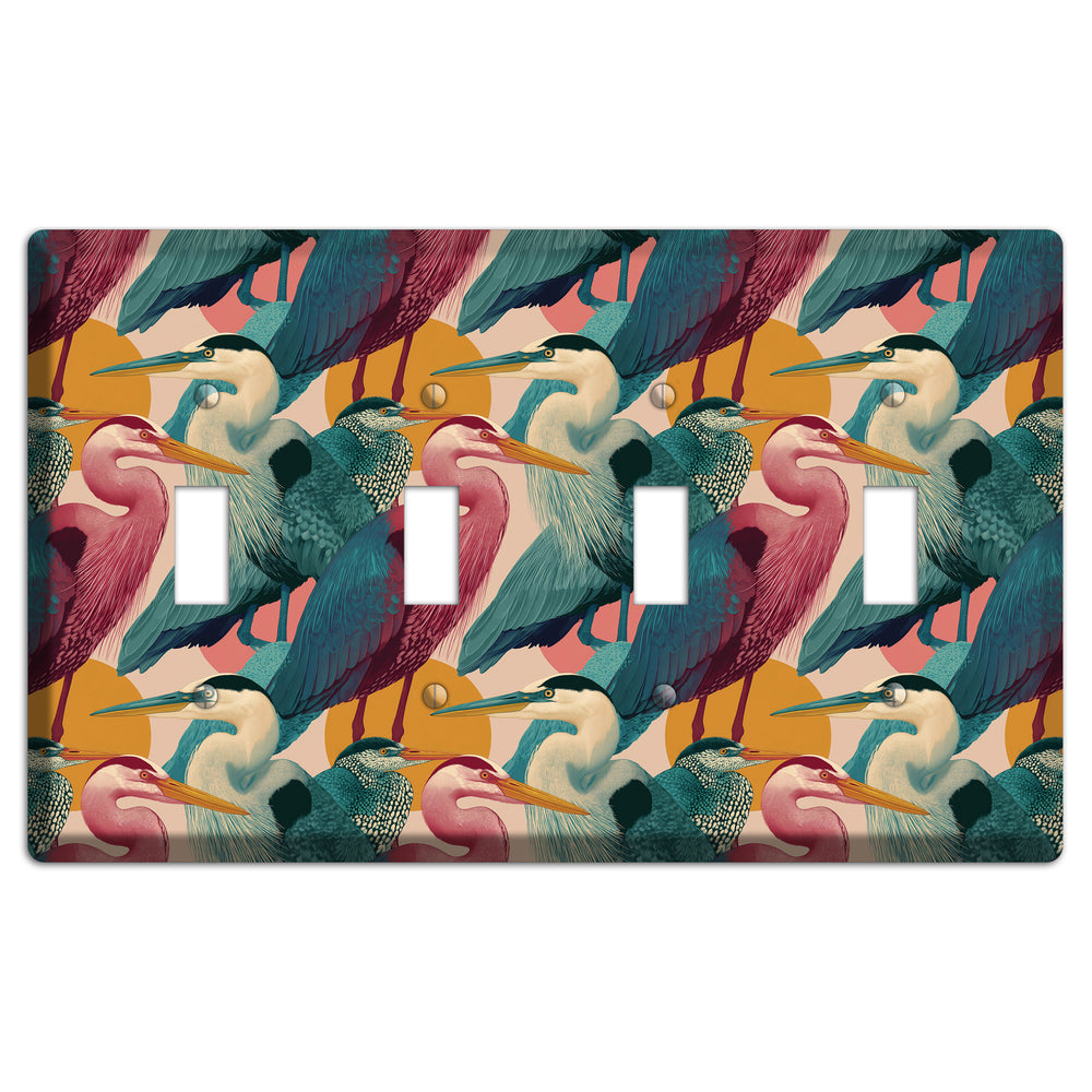 Teal Heron Mosaic 4 Toggle Wallplate