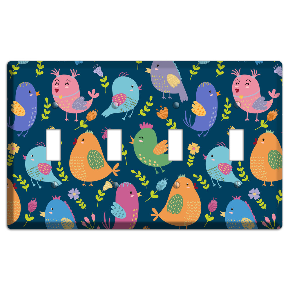 Jungle Chorus (Navy) 4 Toggle Wallplate