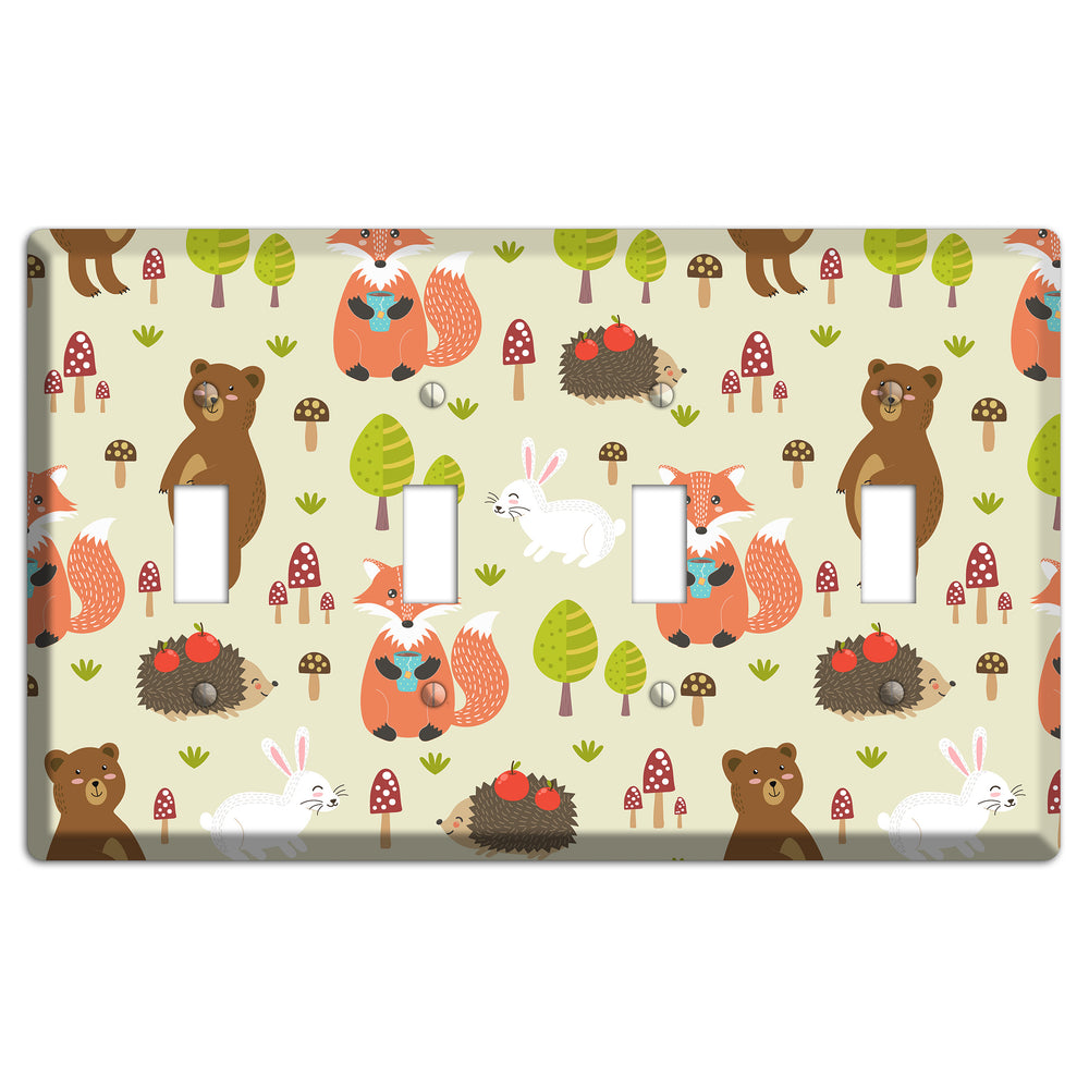 Forest Critters (Beige) 4 Toggle Wallplate