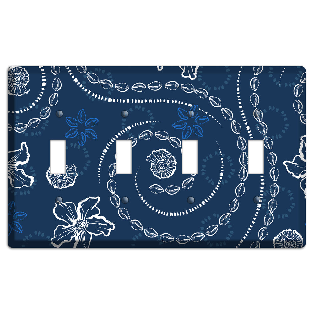 Indigo Cowrie Spiral 4 Toggle Wallplate