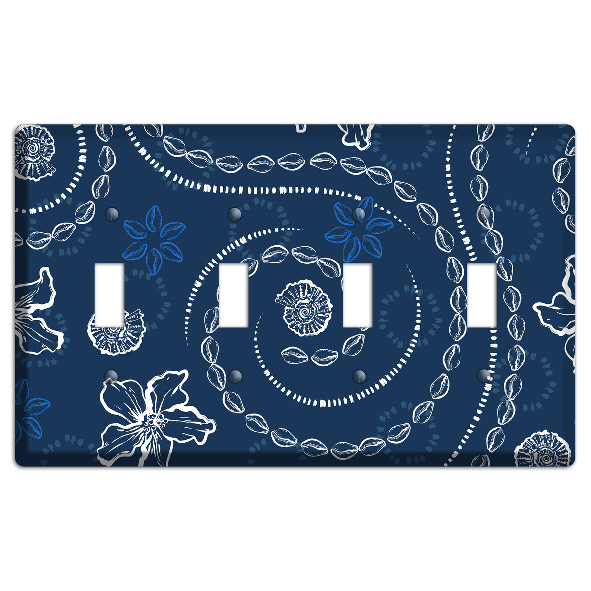 Indigo Cowrie Spiral 4 Toggle Wallplate