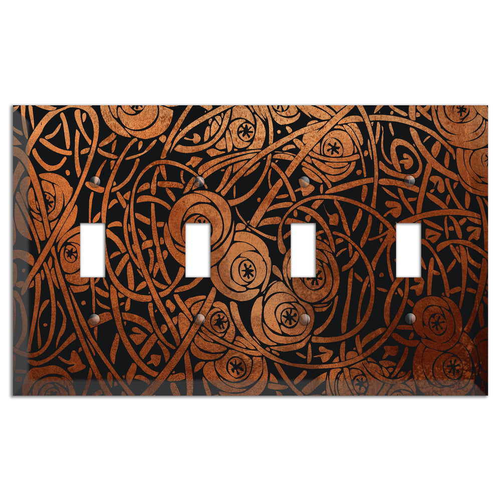 Antique Copper Vine Cipher 4 Toggle Wallplate