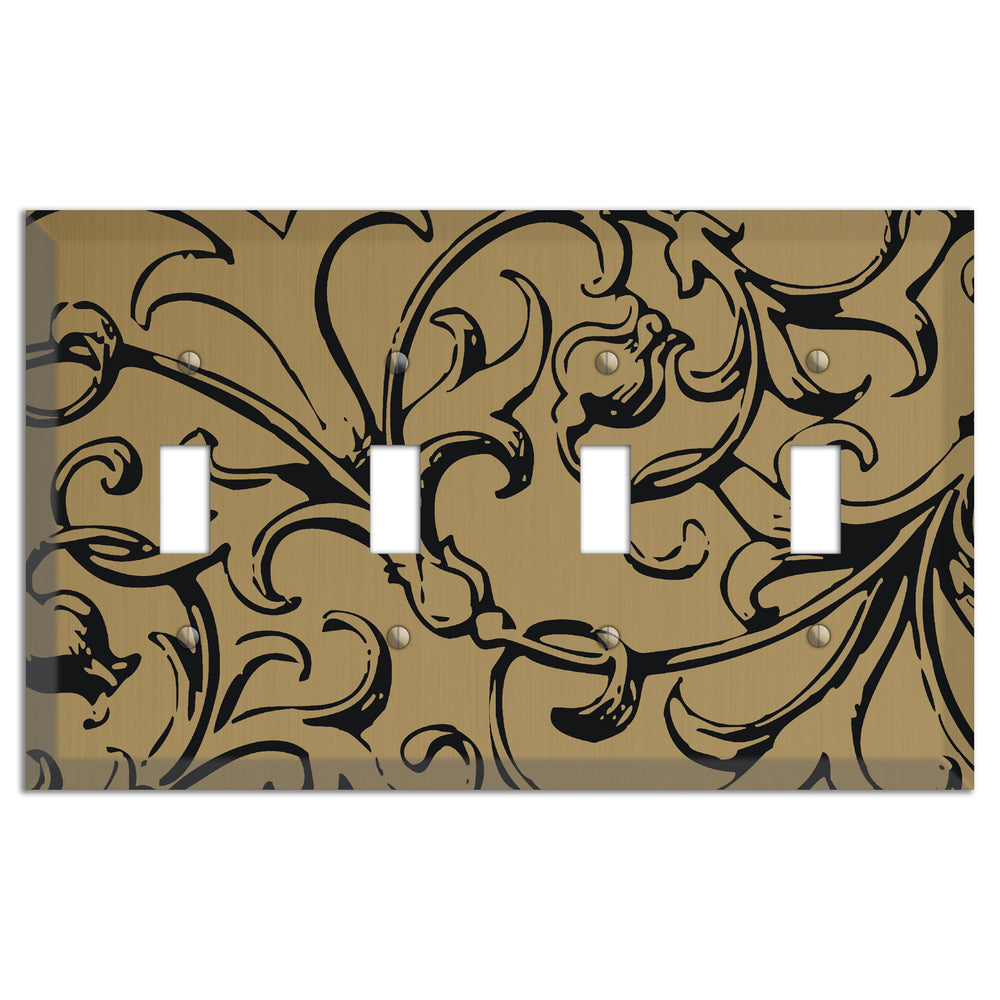 Tower Gold Baroque Scroll 4 Toggle Wallplate