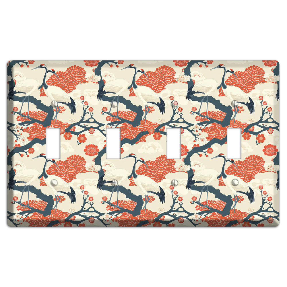 Vermillion Crane Court 4 Toggle Wallplate