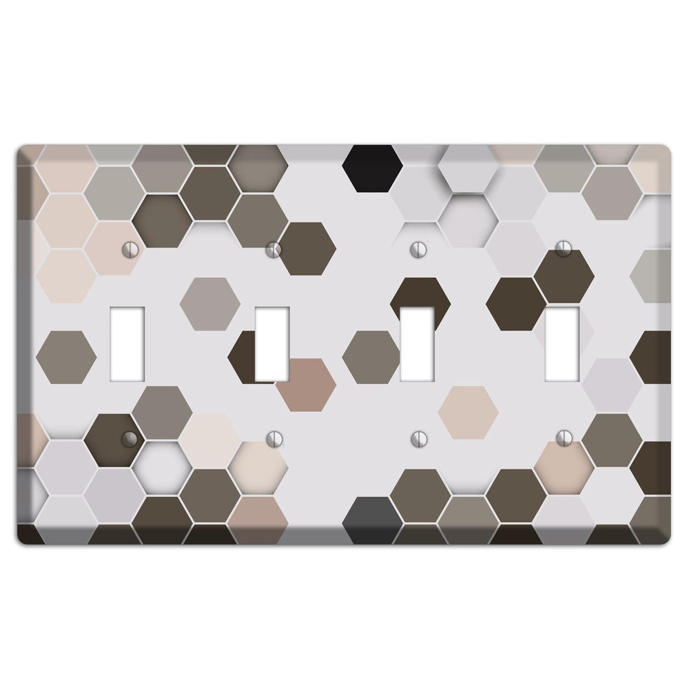 Hex Grid ‚Äì Cool Slate 4 Toggle Wallplate