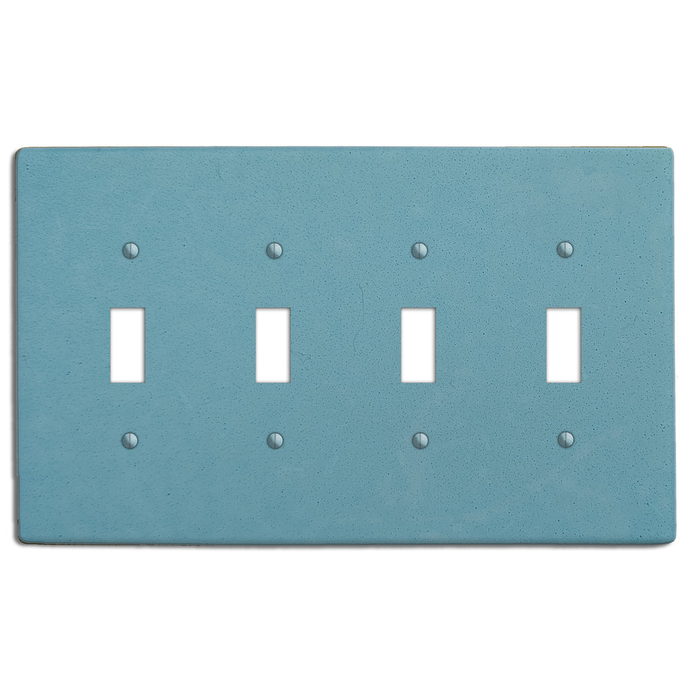 Caribbean Blue Boho Smooth Four Toggle Switchplate