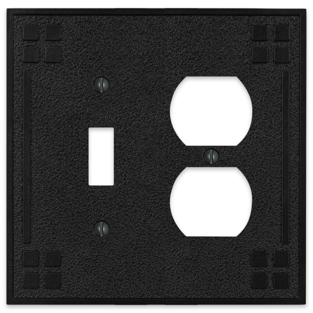 Wittick - Black Iron Toggle / Duplex Outlet