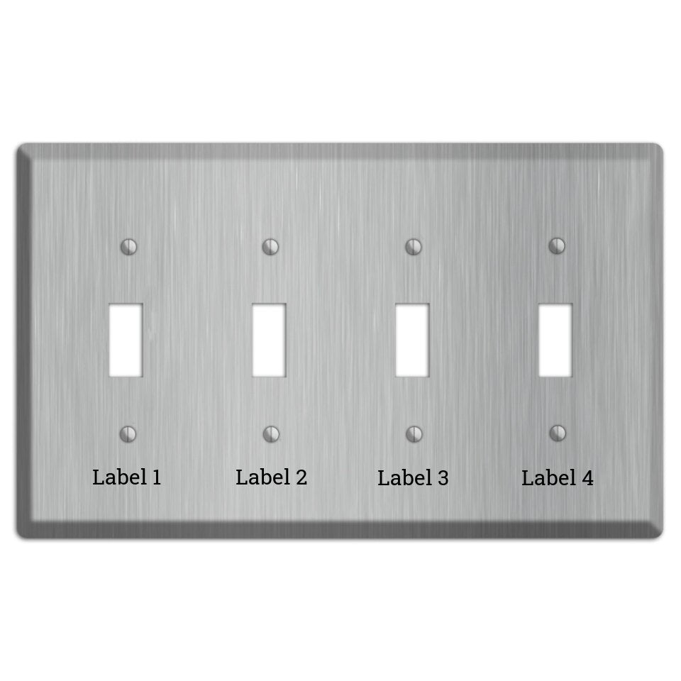Brushed Stainless Steel Four Toggle with Label
