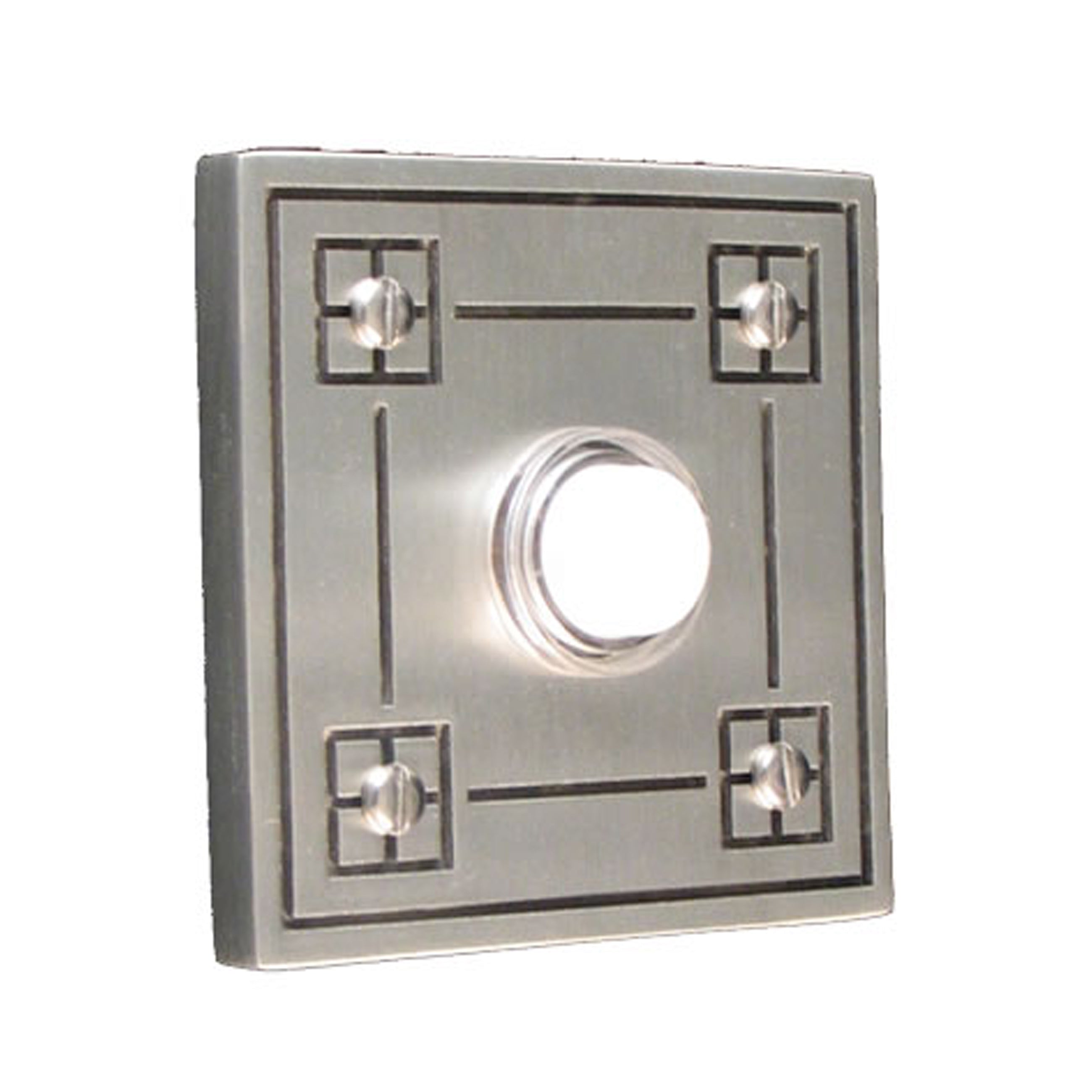 Arts & Crafts Square Pewter Antique Doorbell