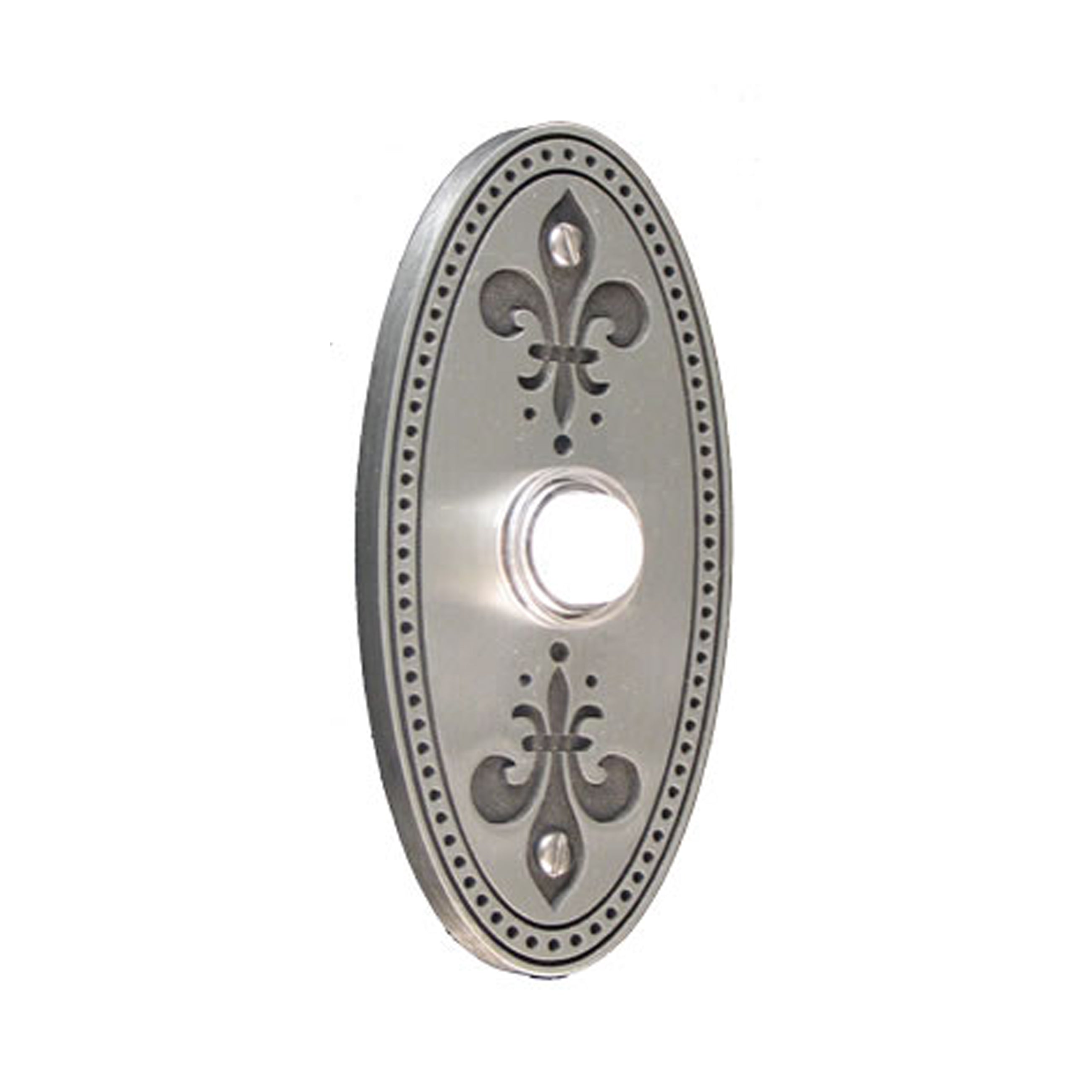 Fleur-de-lis Oval Pewter Antique Doorbell